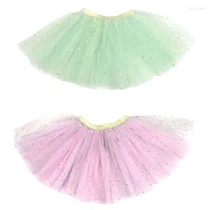 Skirts Girls 3 Layers Tulle Sequins Skirt Princess Ballets Dance Dress A Line For Girl Toddler 2-8 Years
