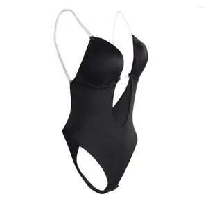 Women's Shapers Backless Thong Bodysuit Deep U Bra Cup Woman Full Body Shaper Slips BuLifter Invisible Straps Sexy Suit For Party Dress
