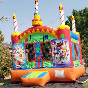 wholesale 4x4m (13.2x13.2ft) With blower Free Ship Outdoor Activities PVC Tarpaulin Inflatable Birthday Bouncer Candles Bounce House for Sale