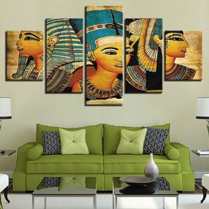 Vintage Pictures Canvas Printed Poster 5 Panel Pharaoh Of Ancient Egypt Paintings Home Decor For Living Room Artwork Wall Art T200212H