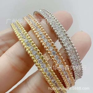 High Fanjia Titanium Steel Plated Rose Gold V-Gold Narrow Edition Diamond Full Sky Star Fashion Clover Bracelet Bracelet V-