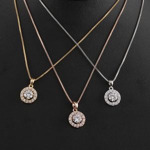 Elegant Cubic Zirconia Women Fashion Rose Gold Earring Necklace Jewelry Set 2511