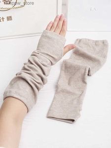 Rękawy ochronne jesienne zimowe rękawy rękawe Kobiety zagęszcza moda swobodne ciepłe rękawiczki bez rękawów mankiet mankietowe podgrzewacze ramię L240312