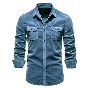 Handel zagraniczny Męski Odzież Autumn Bawełna Podstawowa Japońska Cord Business Business Slim Fit Casual Shirt Nowa kurtka z długim rękawem