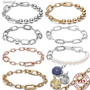 Perlen NEUES 925 Silber Gliederkettenarmband für Frauen ME Collection Perlenarmbänder Roségold Festival Modeschmuck Geschenk DIYL24213