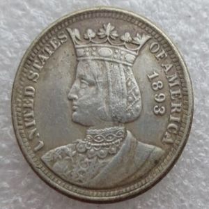 1893 Isabella Quarter Dollar Copiar moeda de alta qualidade acessórios para casa Moedas de prata242n