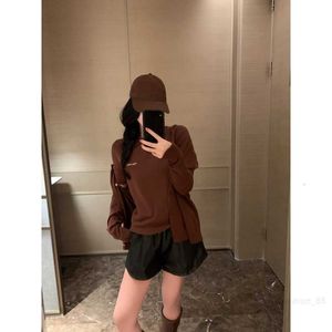 designer MM23 autumnwinter letter print casual minimalist short sleeved T-shirt+knitted cardigan jacket two-piece set I0P8