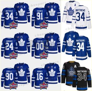 커스텀 남성 여성 청소년 토론토의 '맘 잎 leafs''34 Auston Matthews 2024 올스타 저지 라이언 리브스 미첼 Marner John Tavares Morgan Rielly William Nylander