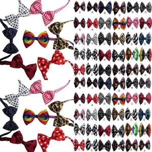 100pc lot Factory New Colorful Handmade Adjustable Dog Pet Tie butterfly Bow Ties Cat Neckties Dog Grooming Supplies 40 color173w