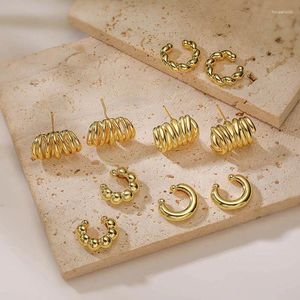 Backs Earrings HECHENG Chunky Ear Cuff 18K Real Gold Plated Brass Smooth Unique For Women