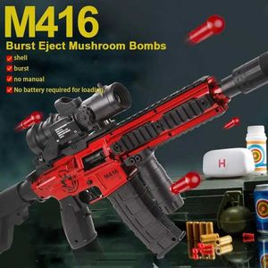 Gun Toys M416 oft Bullet Shell Throwing Toy Gun Shell Throwing Burst Unloaded Blaster Plastic Hand Launcher Model For Baby 240307