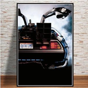 De volta para o futuro filme clássico legal carro cartaz e impressões arte da parede pintura em tela fotos do vintage decoração para casa quadro cuadros1322z