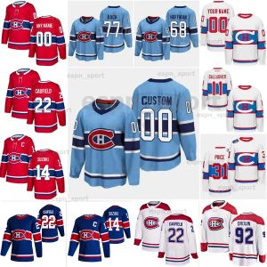 맞춤형 리버스 레트로 커스텀 남성 여성 청소년 몬트리올 22 Cole Caufield 77 Kirby Dach Jersey 34 Jake Allen 63 Evgenii Dadonov 31 Carey Price Brendan Gallagher