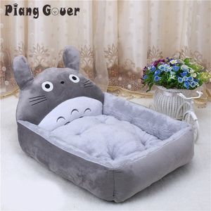 Totoro desenho animado canil de flanela para gatos, suprimentos para animais de estimação, tamanho grande, tapete para cama de cachorro, casa quente, lavagem à mão, 201124261n