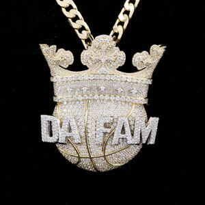 Mücevher tasarımcısı Full Buzlu Out Basketball King 925 STERLING Silver Hip Hop Özel Moissanite Pentanthiphop