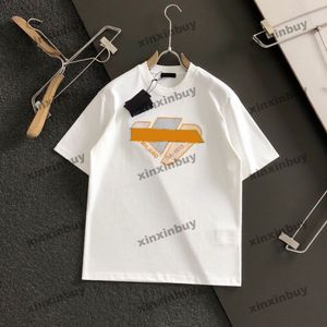 Xinxinbuy Men Designer Tee T Shirt 2024 Włochy szczoteczka do zębów litera z krótkim rękawem bawełniana kobiety szary czarny biały niebieski m-2xl