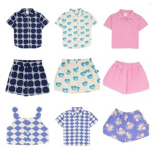 Stage Wear Prevendita 2024wyn Set camicia a quadretti pantaloncini a maniche corte in pizzo per bambini