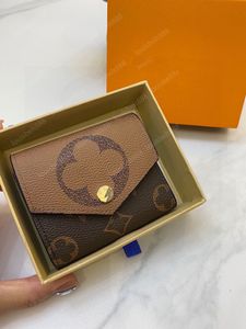 NOVA marca de moda de luxo Classic Designer Clasp Wallets Zoe Wallet em Brown MULHERES Pequenos artigos de couro dentro da bolsa com zíper Bolsa curta com caixa porta-cartões