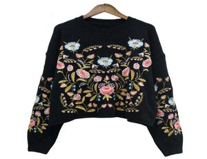 Fall new Big girls sweater kids stereo flower embroidered sweater pullover women knitted sweater big girls long sleeve jumper A4477075028