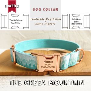 Muttco Retailing Unique Style Collar Graved Metal Buckle The Forest Plaid Cotton Customized Dog Collar 5 Storlekar UDC015M296Q
