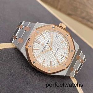 Highend Leisure AP Watch Royal Oak Series Mens Watch 37 مم قطرها الأوتوماتيكي الدقة الميكانيكية الفولاذ الصلب الذهب الذهب مشاهدة 15450SR