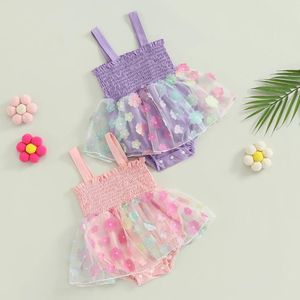 Rompers CitgeeSummer Toddler Baby Girls Dress Bodysuits Mesh Skirt Ruched Pleated Jumpsuits Clothes Playsuits