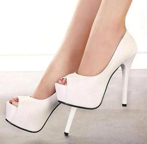 loubiton red-bottomed Christiane 2017 New White Peep Toe Platform Shoes High Heels Office Shoes Summer Sping Size 34 to 39 Rle IsE