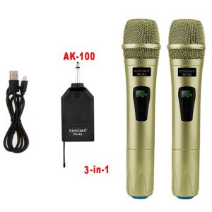 Microphones Xingma PCK1 Wireless Microphone Professional HandHeld 2 Channels Studio Dual VHF Dynamic MIC FÖR KARAKESYSTEM Dator KTV