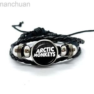 Bangle Fashion Creative Design Cartoon Arctic Monkeys Glass Gem Leather Bracelets Multilayer Braided Bangles Handmade Jewelry Gifts ldd240312