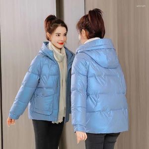 Trench da donna Giacca imbottita corta lucida senza lavaggio alla moda 2024 Cappotto imbottito invernale in versione coreana