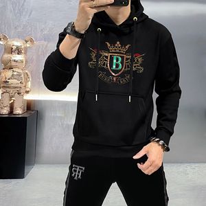 men's hooded sweatshirt trendy brand hot diamond embroidered top with personalized pullover SIZE M--4XL