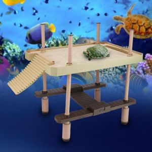 Aquarium Tortoise Salamander Pier Reptile Floating Island Climbing Basking Platform Plants Decorations204h