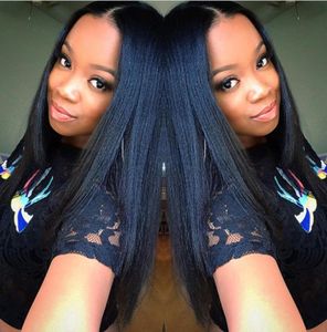 545039039 Glueless Silk Top Full Lace Wigs Light Yaki Brazilian Virgin Hair Full Lace Human Hair Wigs Yaki for BL4175541