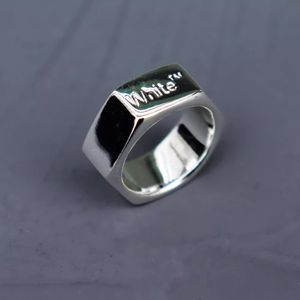 Neue OW Brief Logo Silber Pfeil weißen Ring Anhänger Halskette Männer und Frauen Schmuck Hip Hop Mode Halskette