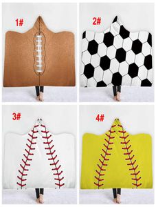 8 styles Thick Sports Theme Hooded Cape towels Soccer Bathing Towel Swadding Baseball basketball Football Shape Bath Towel Softbal9857230