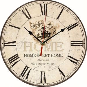 Large Vintage Flower Wooden Wall Clock Kitchen Antique Shabby Chic Retro239R