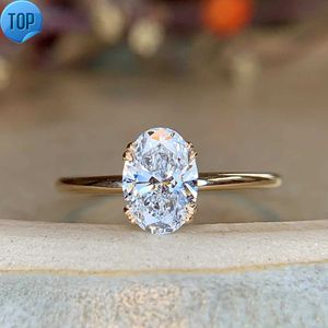 Provence 0.5ct 1ct 1ct 1.5ct 2ct 타원형 컷 실험실 성장 다이아몬드 반지 D-VS1 솔리테어 약혼 반지 이중 발톱