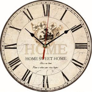 Large Vintage Flower Wooden Wall Clock Kitchen Antique Shabby Chic Retro283i