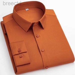 Polo da uomo Alta elasticità Morbida e accogliente Senza tasche Camicia da lavoro bianca sottile Camicia da lavoro a maniche lunghe Camicia da lavoro slim fit non stirabile ldd240312