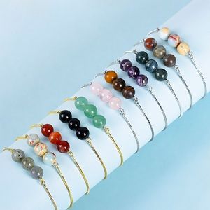 Charm Natural Stone Tiger Eye red agate Rock Beaded Bracelets For women Men amethyst rose quartz Adjustable bracelet Fashion Jewelry