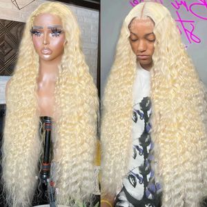 13x4 Deep Wave 613 Honey Blonde Curly Transparent Lace Frontal Wigs 150-180% Density Water Wave 13x6 Lace Front Human Hair Wig