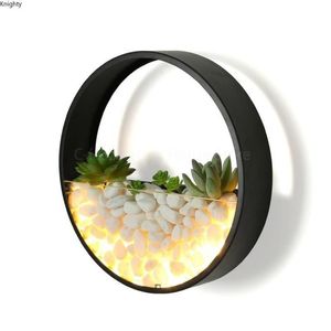 Vägglampa Modern LED -runda sconces för sovrum vardagsrumsdekoration dekorerad med växter och stenar presentkonstdekor309h