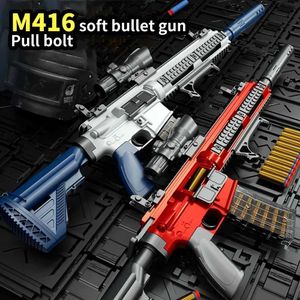 Gun Toys 2024 M416 Shell Ejection Gun Toy for Soft Bullets Eva Sniper Rifle Manual Loading Weapons Boys Toy Gun CS Fighting Game Aldult Gift 240307