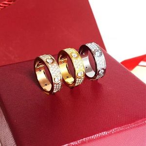 Starry ring love rings nail Ring designer for womens Titanium steel rose gold silver plated with full diamond for Man Rings wedding Engagement gift 4 5 6mm Multi size