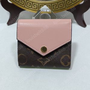 Mode-Luxusmarke Klassische Designer-Geldbörsen mit Verschluss Zoe-Geldbörse in brauner Blume DAMEN Kleine Lederwaren in der Reißverschlusstasche Kurze Geldbörse mit Box-Kartenhalter