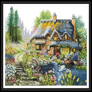 Willa w Forest Home Cross Stitch Zestaw ręcznie robione zestawy do haftu haftowego Cross Snitch Counted Drukuj na płótnie DMC 14CT 11CT249A