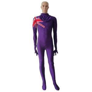 Fancy Dress Cosplay Catsuit Costumes Spandex Bodysuit Jumpsure Union Jack UK Flag Zentai för scenfestföreställningar Kostymer