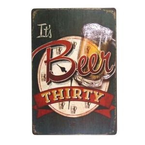 DL-It's beer thirty Metal painting Club Bar Home Old Wall Art Hanging Logo Plaque Decor285x