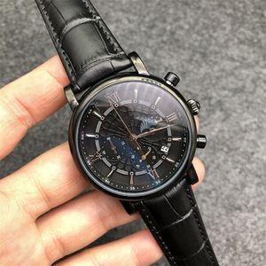 2021 novo estilo de luxo relógio masculino 40mm dial pulseira couro preto relógios masculinos transocean cronógrafo quartzo watch307t