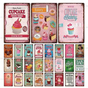 Pink Cake&Donuts&Ice-cream Tin Sign Vintage Metal Poster Iron Sheet Decor For Club Bar Restaurant Cafe Painting Wall Home Decor H12148